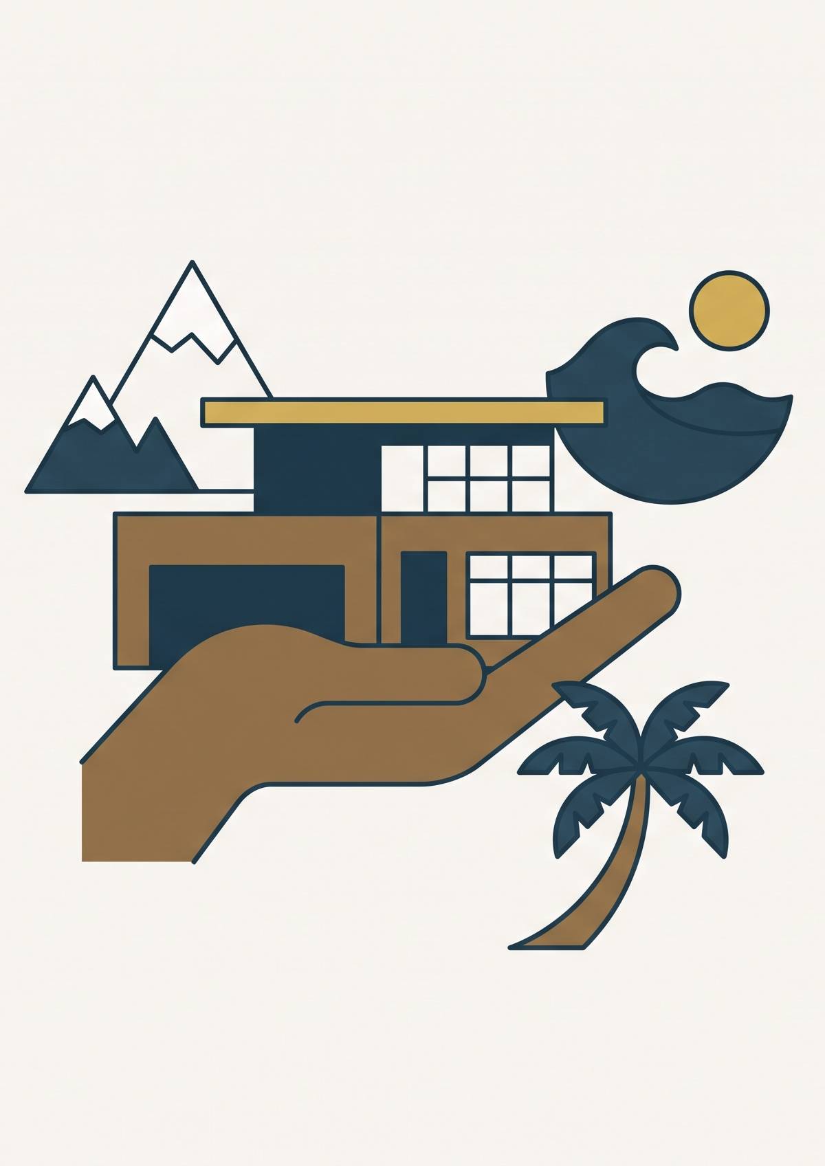 Cover illustration for “full-service property management options for luxury rentals in Aspen, the Hamptons, and South Florida”