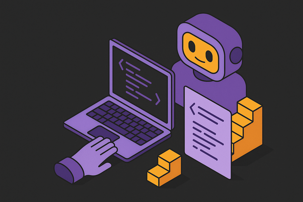 Cover illustration for “Using AI Assistants to Ramp Into an Unfamiliar Codebase”