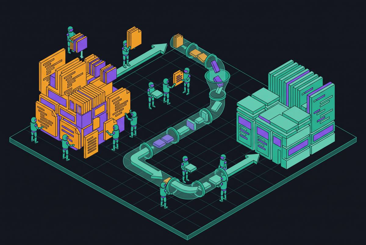 Cover illustration for “Large-Scale Code Migrations With AI Agents”