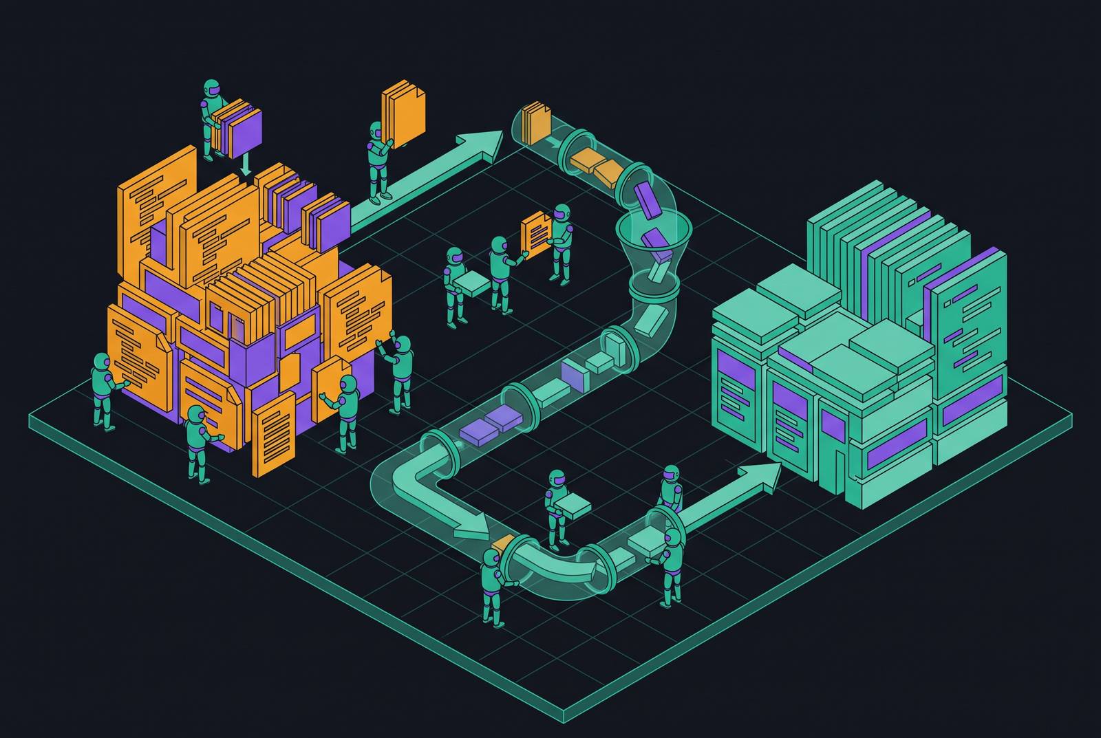 Cover illustration for “Large-Scale Code Migrations With AI Agents”