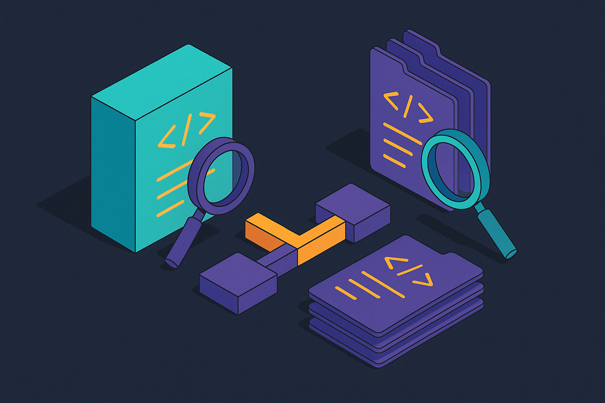 Cover illustration for “Monorepo vs Polyrepo Code Search Tradeoffs”