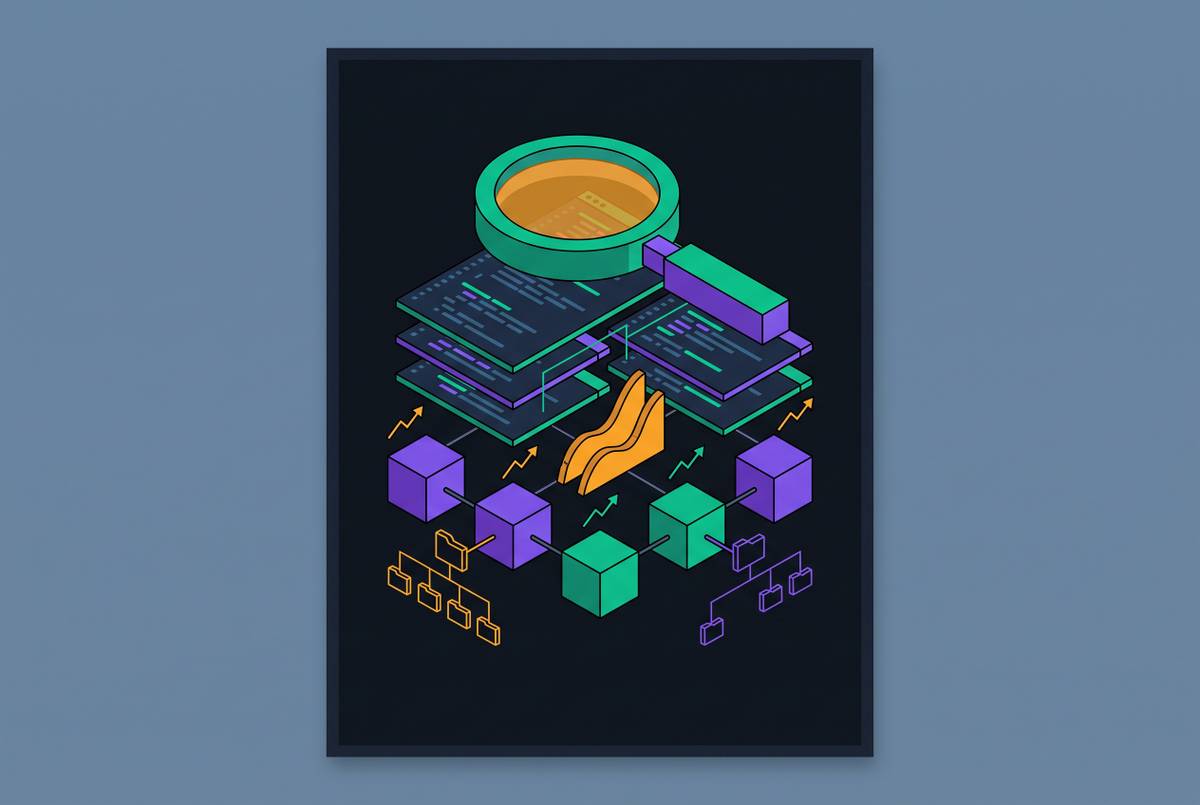 Cover illustration for “Code Search ROI for Engineering Organizations”