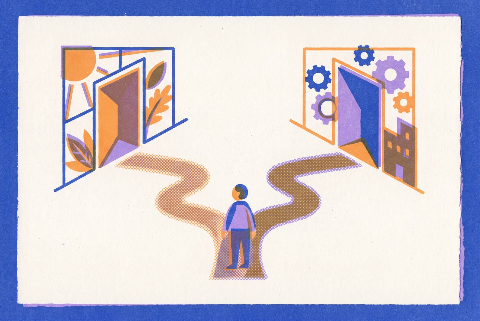 Cover illustration for “Journal Entry Prompts for Deciding Between Two Job Offers”