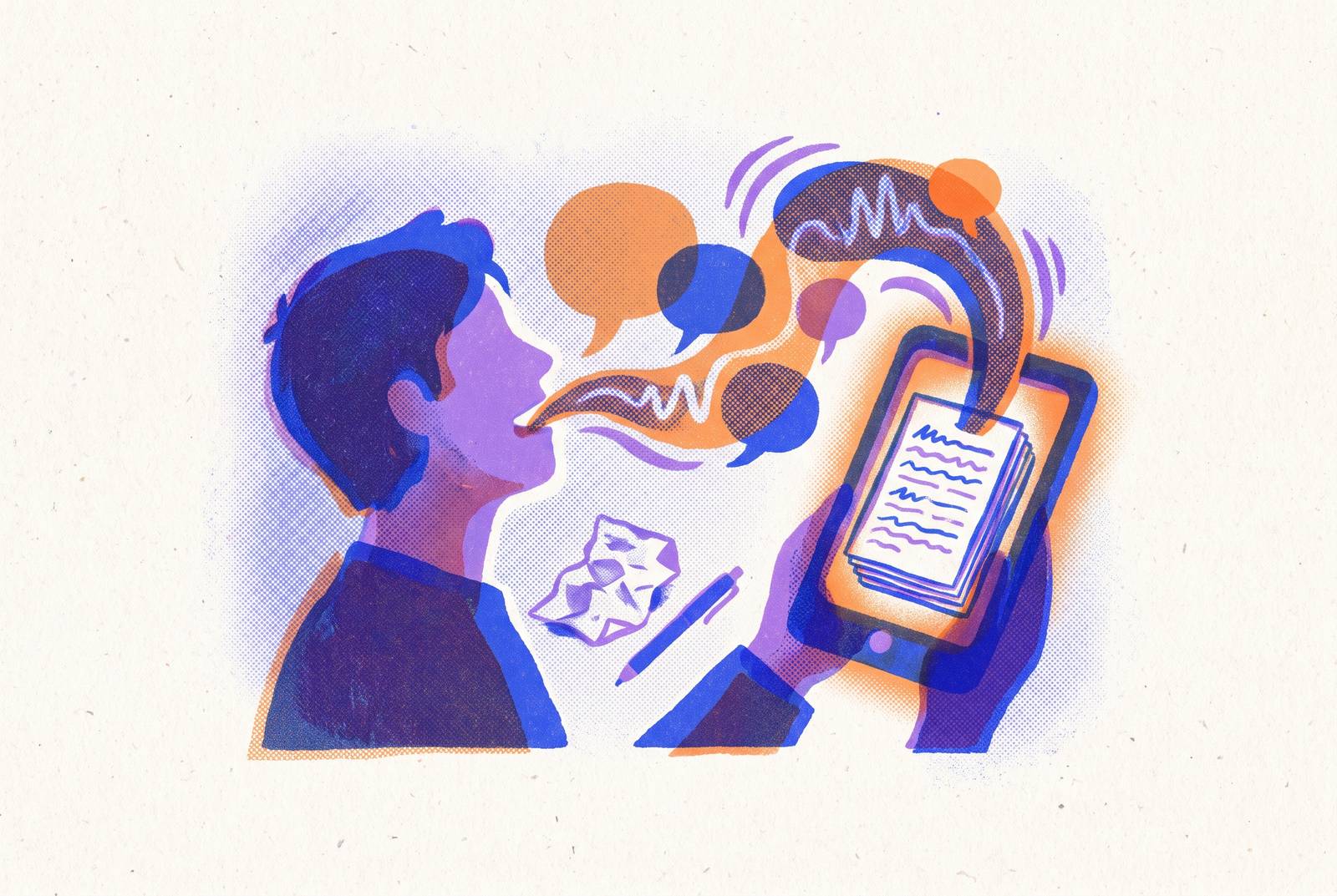 Cover illustration for “When Your Brain Works in Monologue Not Manuscript the Right App Makes All the Difference”
