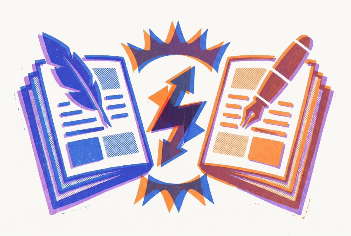 Cover illustration for “Scrivener vs Ulysses for Writers”