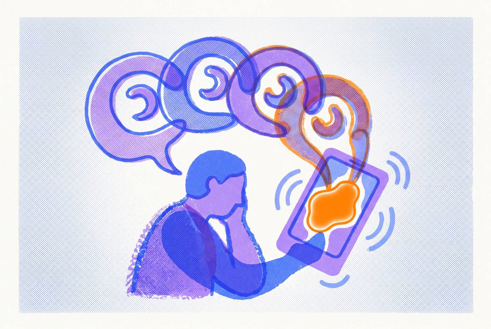 Cover illustration for “The App That Hears the Worry You Repeated Four Times This Week and Names It for You”