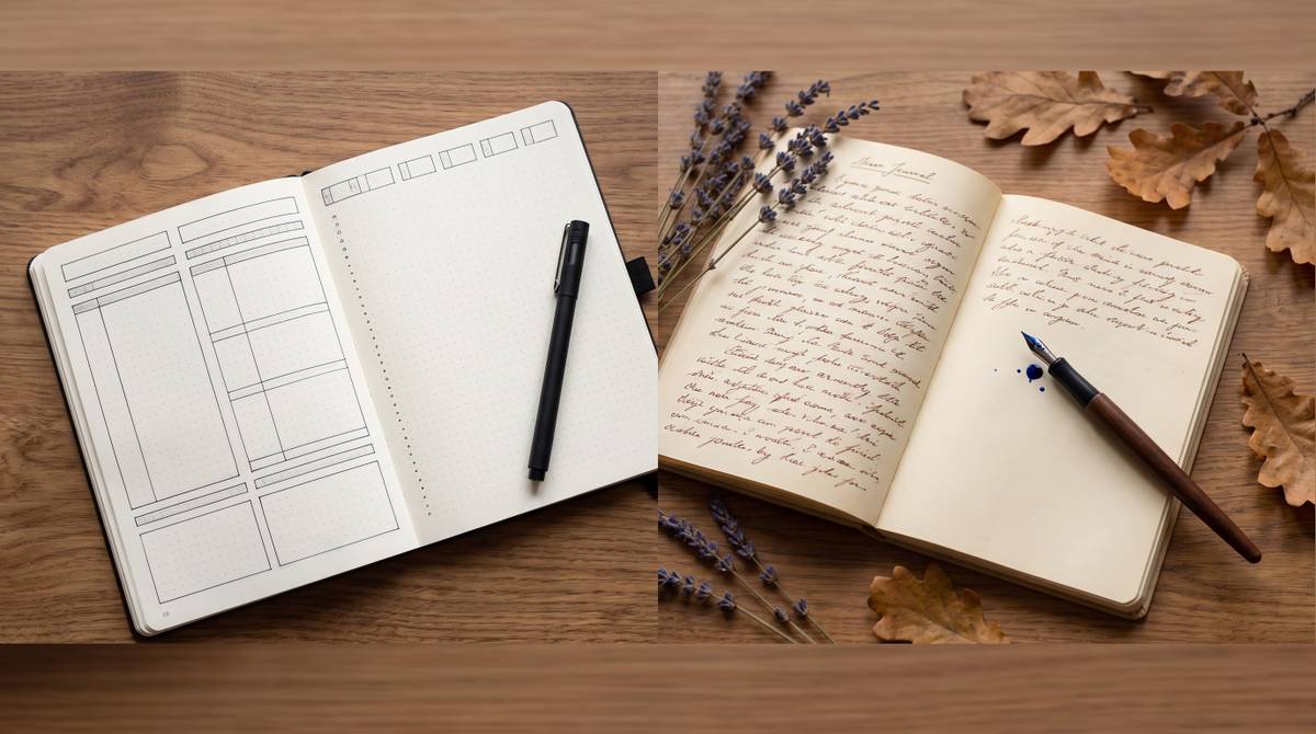 Cover illustration for “Bullet Journaling vs Traditional Journaling”