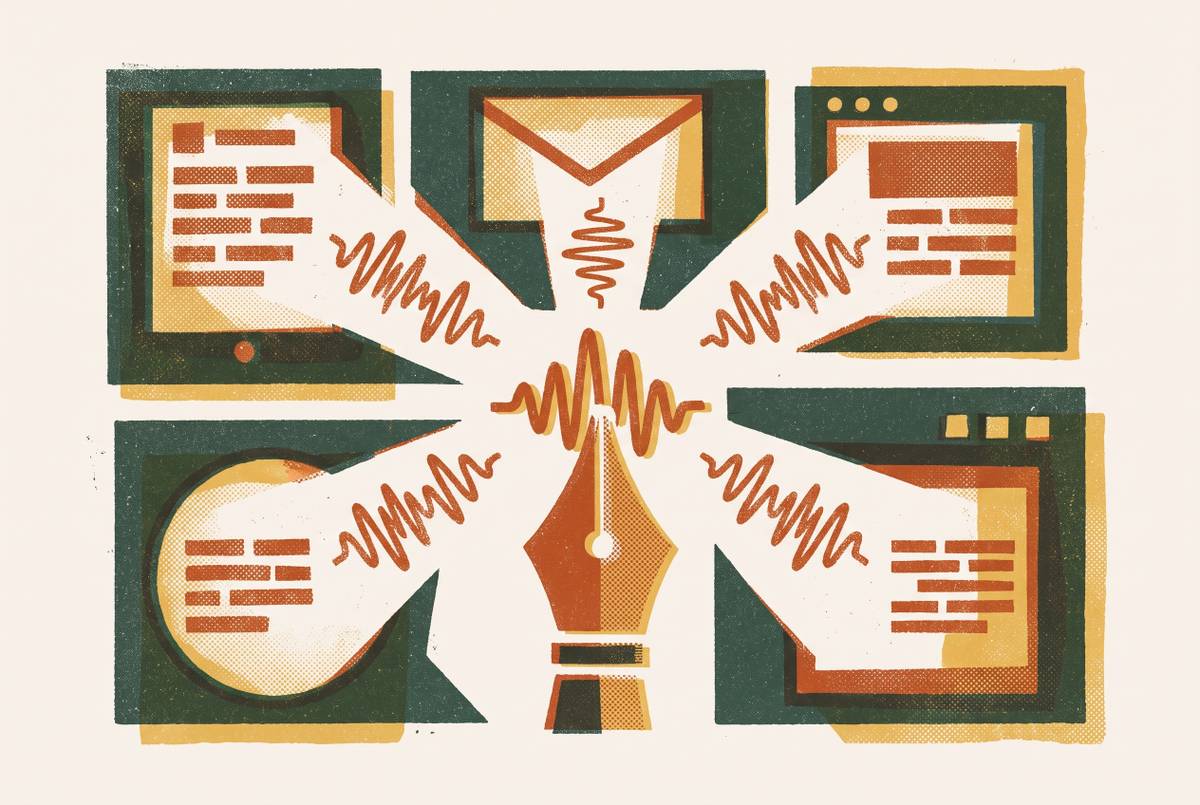Cover illustration for “AI Copy Generation That Maintains Brand Voice Across Channels”
