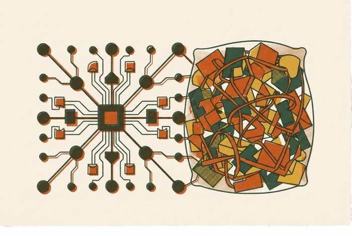 Cover illustration for “Brand Context as Shared Infrastructure vs Prompt Stuffing”