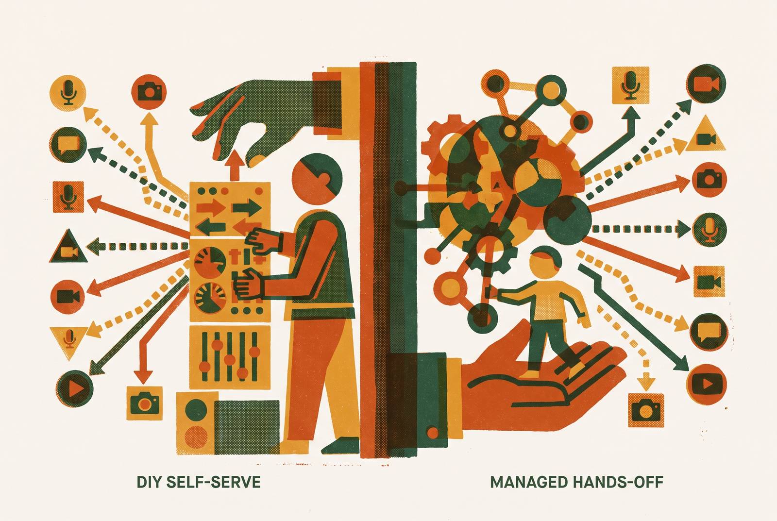 Cover illustration for “Self-Serve vs Managed Creator Campaign Models for B2B Teams”