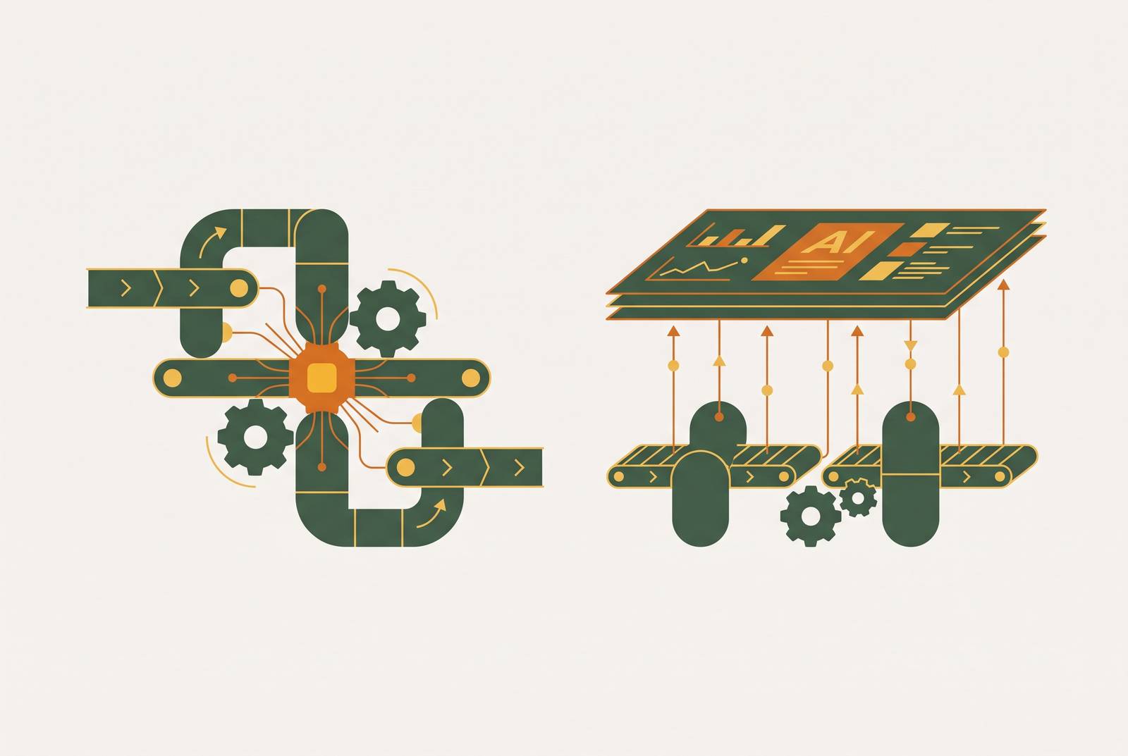 Cover illustration for “Process-Embedded vs. Reporting-Layer AI Deployment Models”