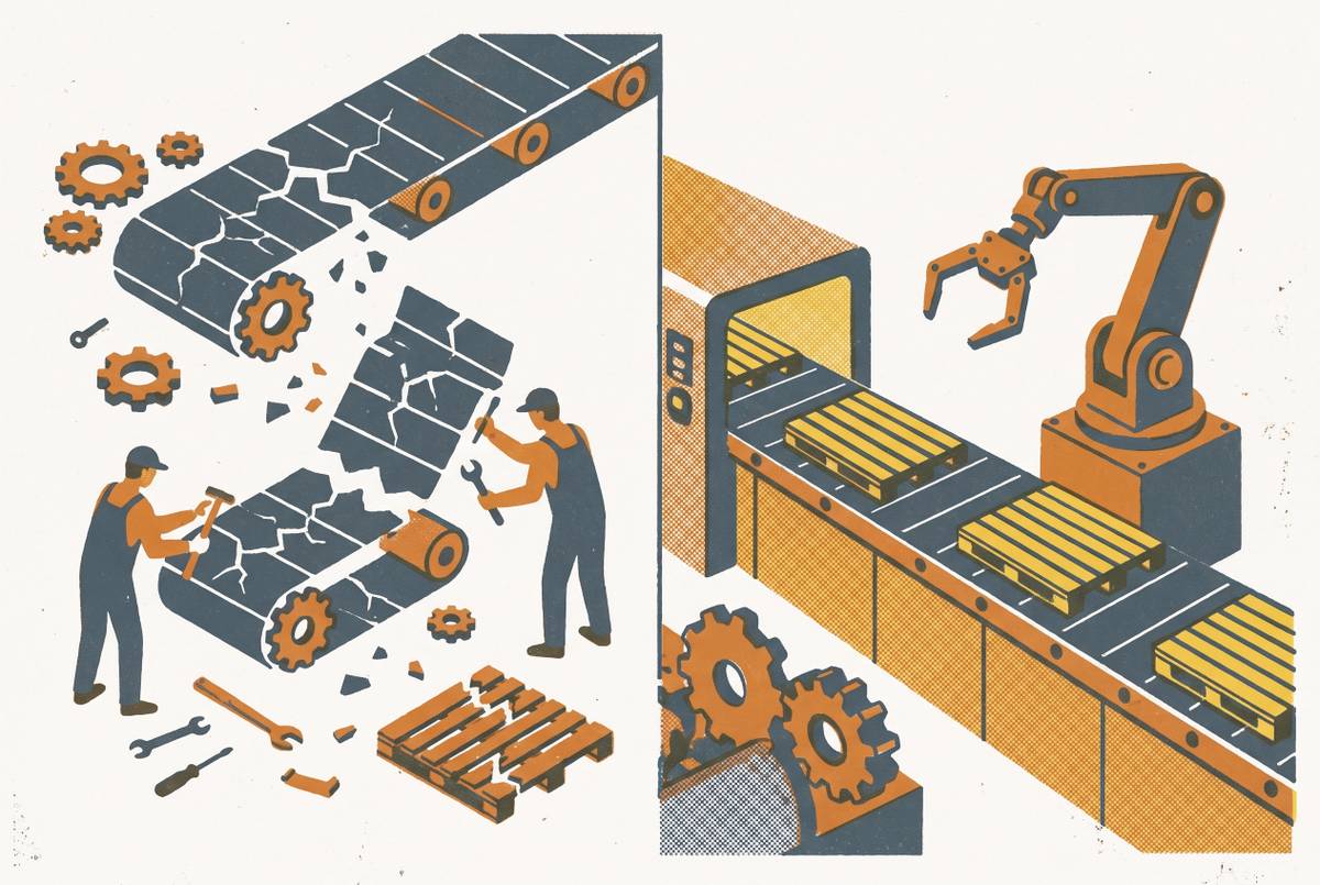 Cover illustration for “Rebuilding vs. Automating Broken Workflows”