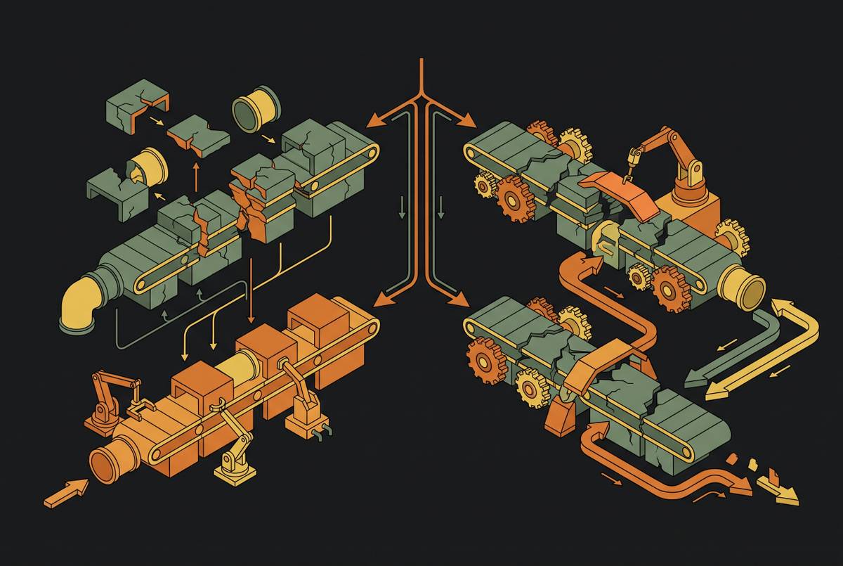 Cover illustration for “Rebuilding vs. Automating Broken Workflows”