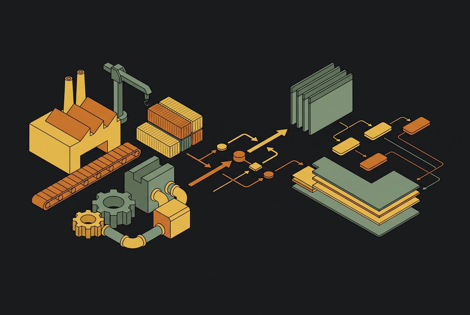 Cover illustration for “Process Redesign in Asset-Heavy Industries vs. Software Sectors”