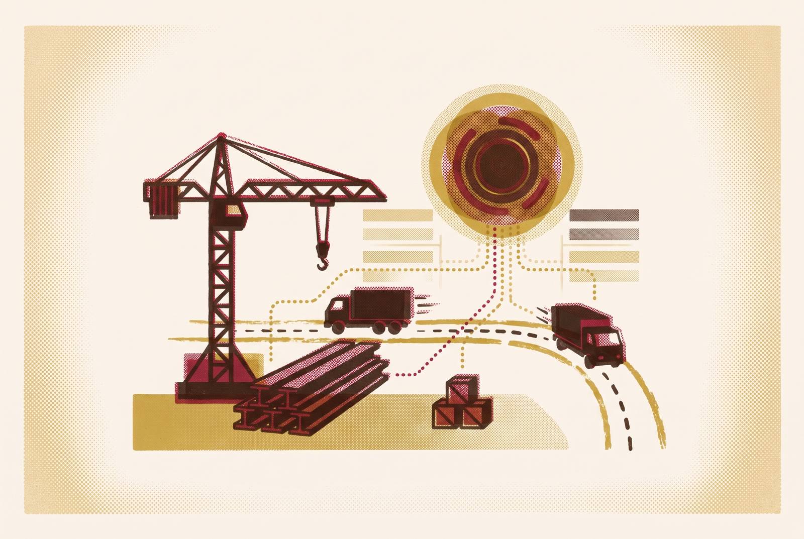 Cover illustration for “Self-Deploying AI Operations on a Job Site Using Existing Dispatch and Delivery Data”