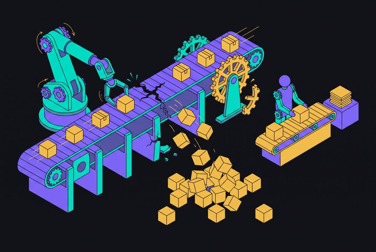 Cover illustration for “Automating a Broken Process Makes It Fail Faster”