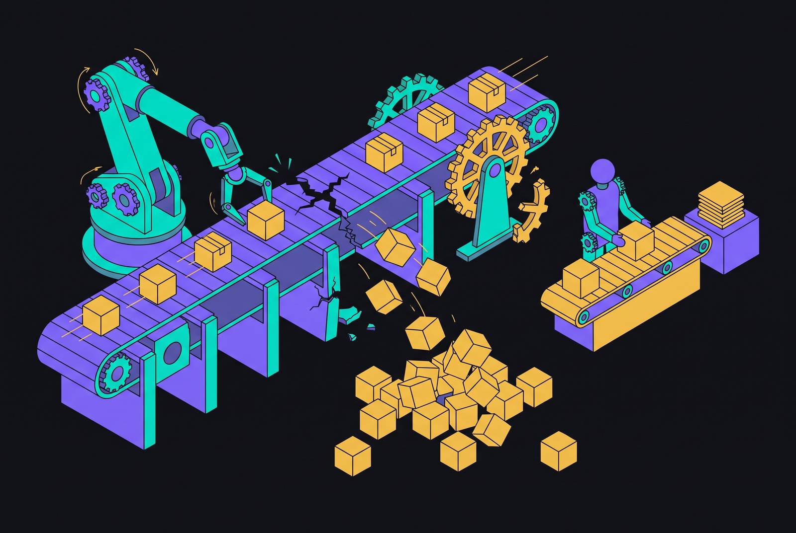 Cover illustration for “Automating a Broken Process Makes It Fail Faster”