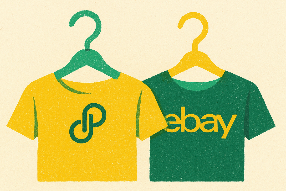 Cover illustration for “Selling on Poshmark vs eBay for Clothing”