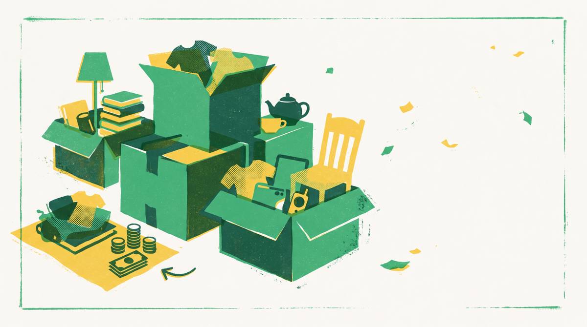 Cover illustration for “Decluttering Before a Move to Generate Cash”