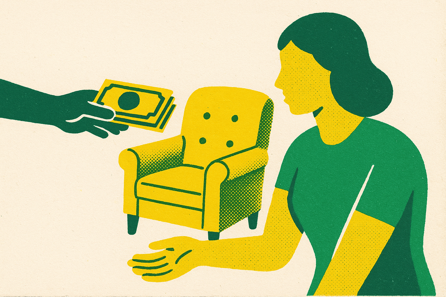 Cover illustration for “Stores That Buy Used Furniture for Cash”