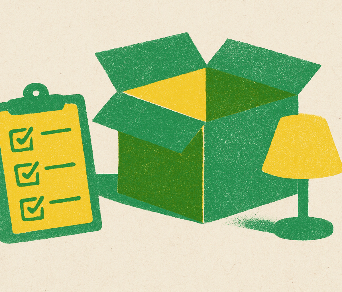 Cover illustration for “Room-by-Room Declutter Checklist for Sellers”
