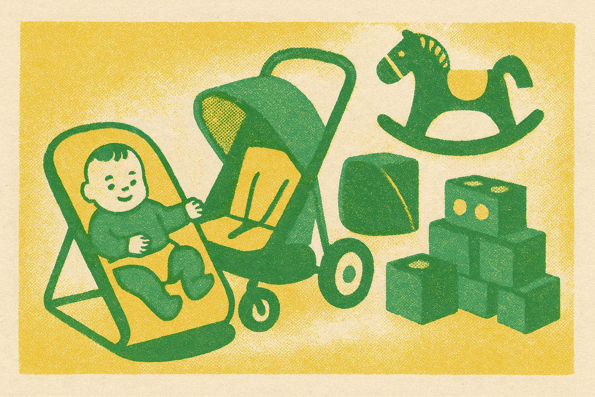 Cover illustration for “Baby and Kids Gear With the Highest Resale Value”