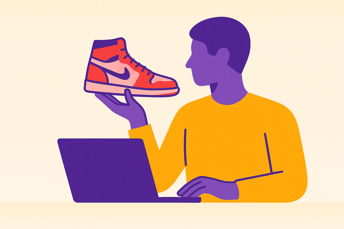 Cover illustration for “Sneaker Resale Culture and Its Mainstream Crossover”