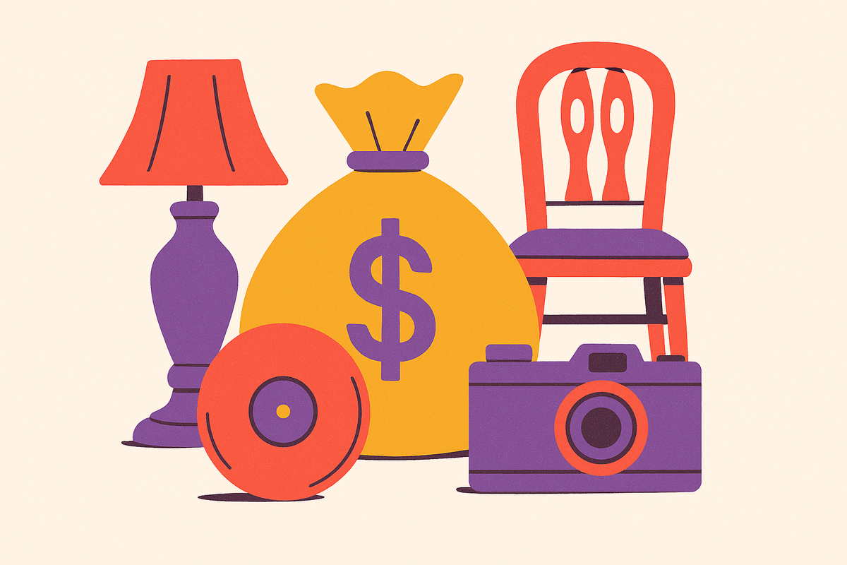 Cover illustration for “Items to Flip for Profit From Thrift Stores and Estate Sales”