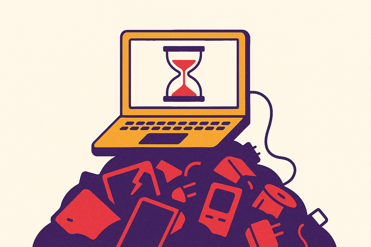 Cover illustration for “How Long Consumer Electronics Last Before Landfill”