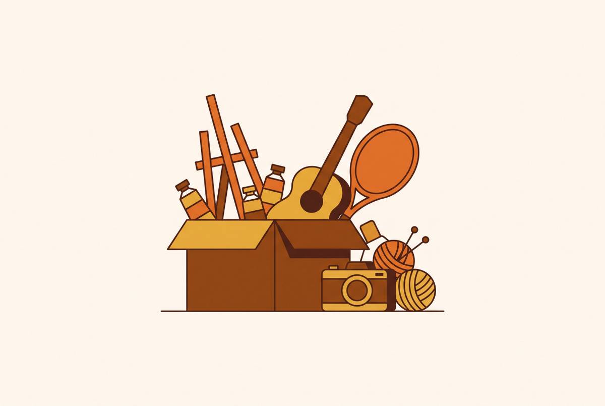 Cover illustration for “Decluttering After a Hobby You Quit”