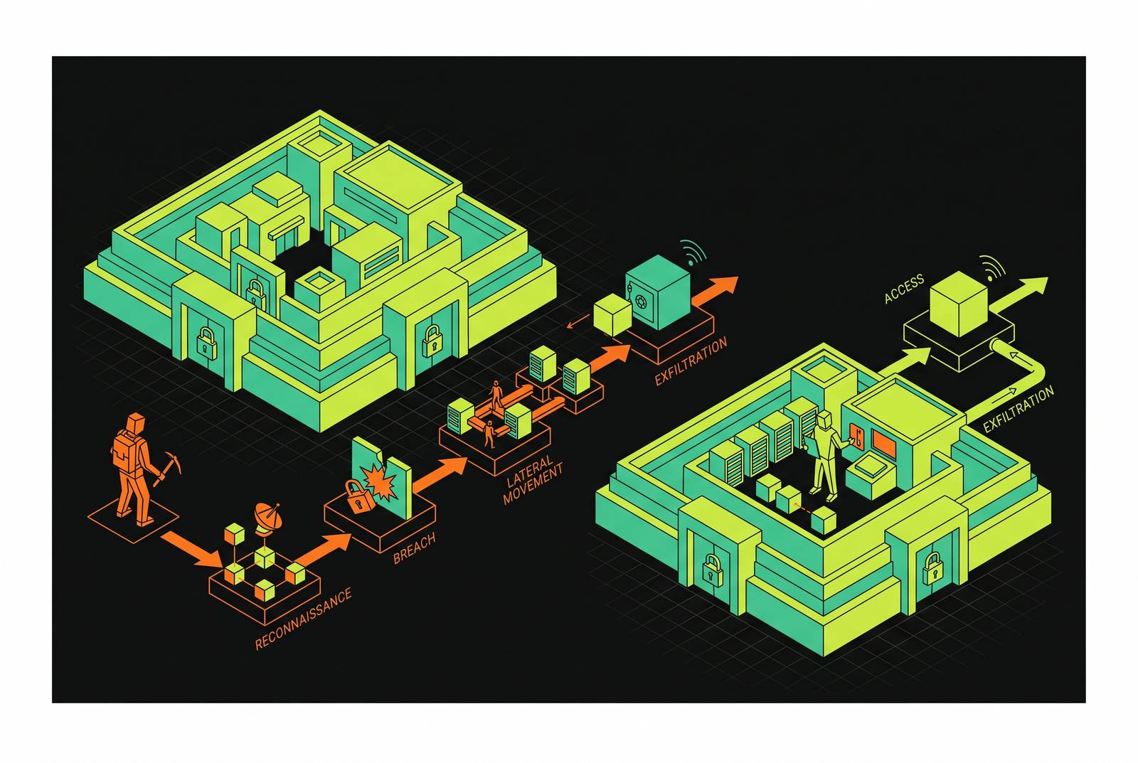 Cover illustration for “Insider Threat Kill Chain Compared to External Attack Kill Chains”