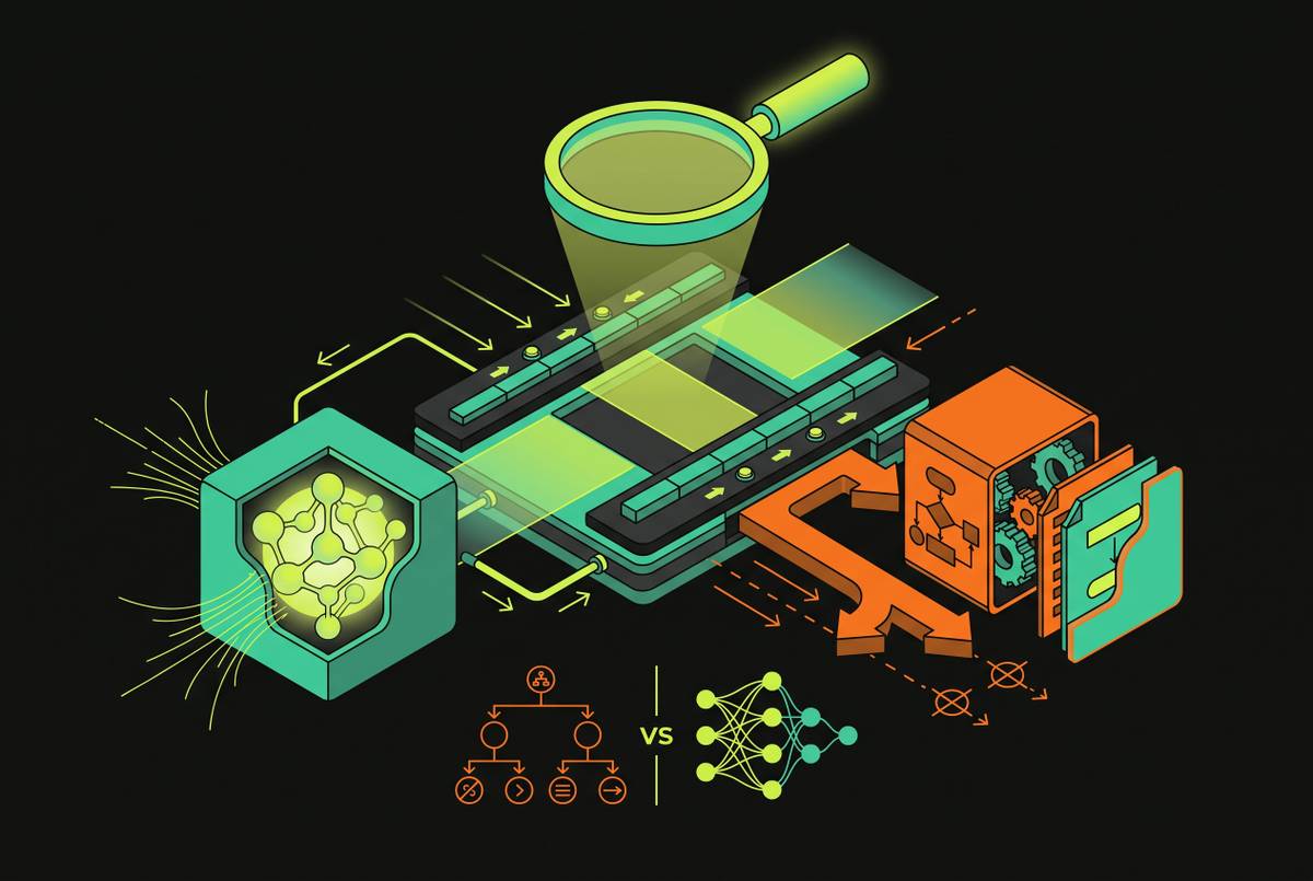 Cover illustration for “How Security Engineers Separate Real AI Insider Threat Platforms From Rule Engines Wearing an AI Label”