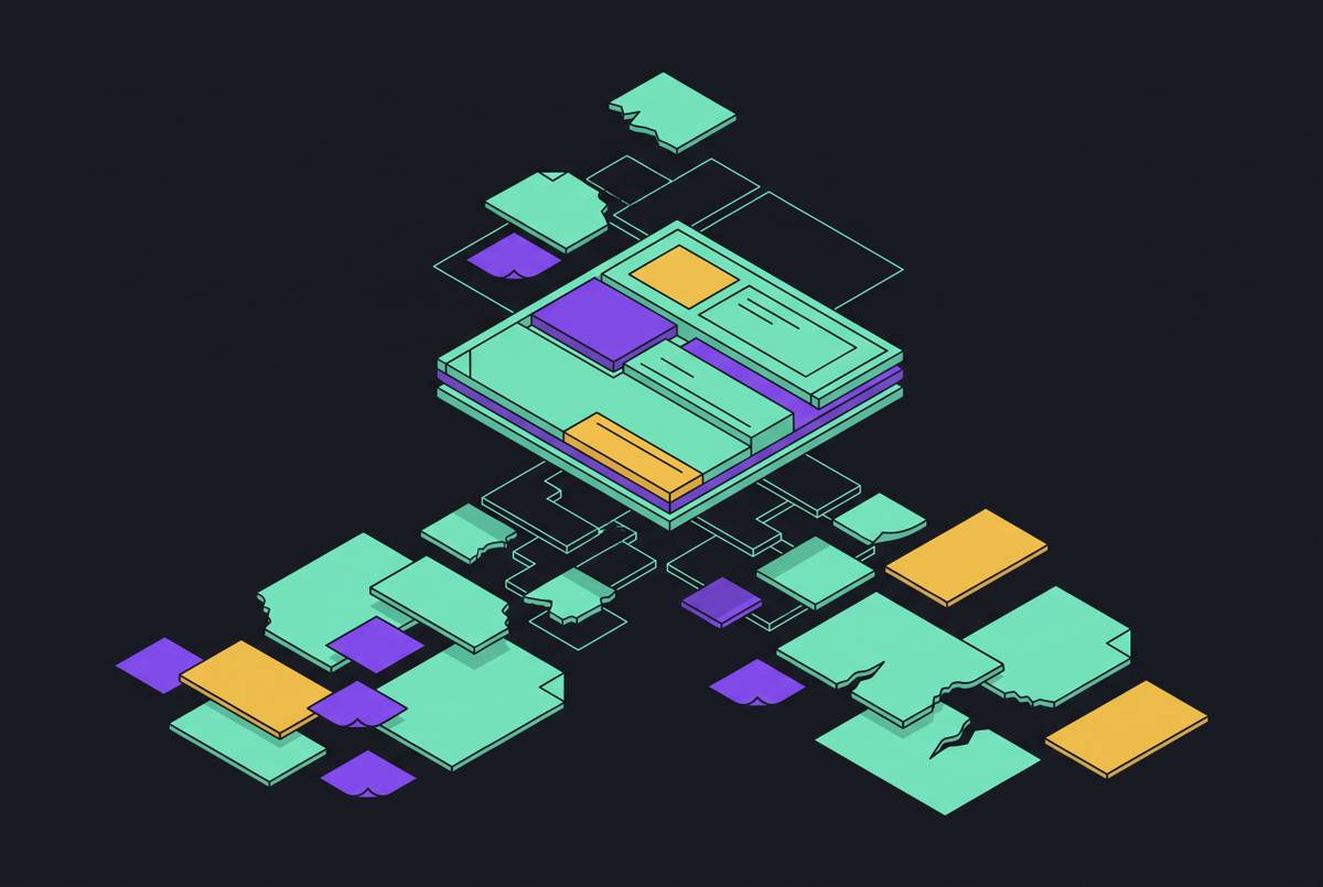 Cover illustration for “How Employees Reconstruct Sensitive IP From Fragments and Notes”