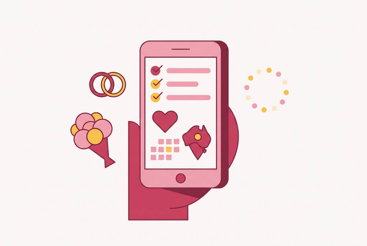 Cover illustration for “Best Wedding Planning Apps for Australian Couples”