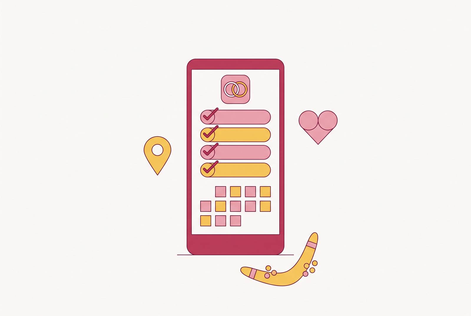 Cover illustration for “Best Wedding Planning Apps for Australian Couples”