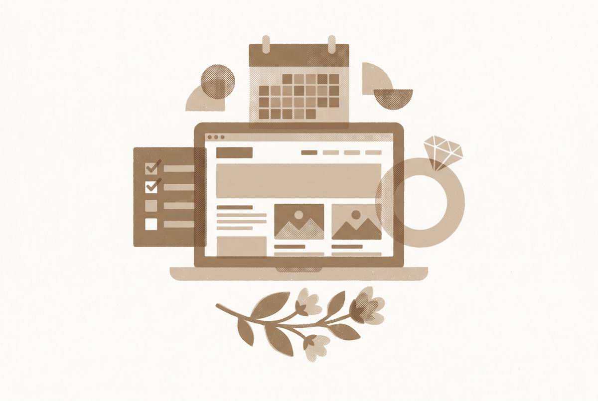 Cover illustration for “Best Wedding Planning Websites for Organized Couples”