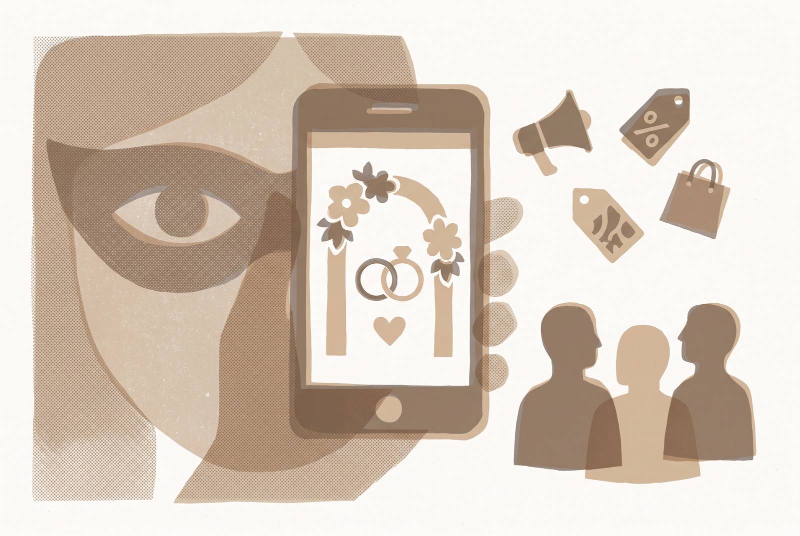 Cover illustration for “Wedding Website Platforms That Market to Your Guests Without Disclosure”