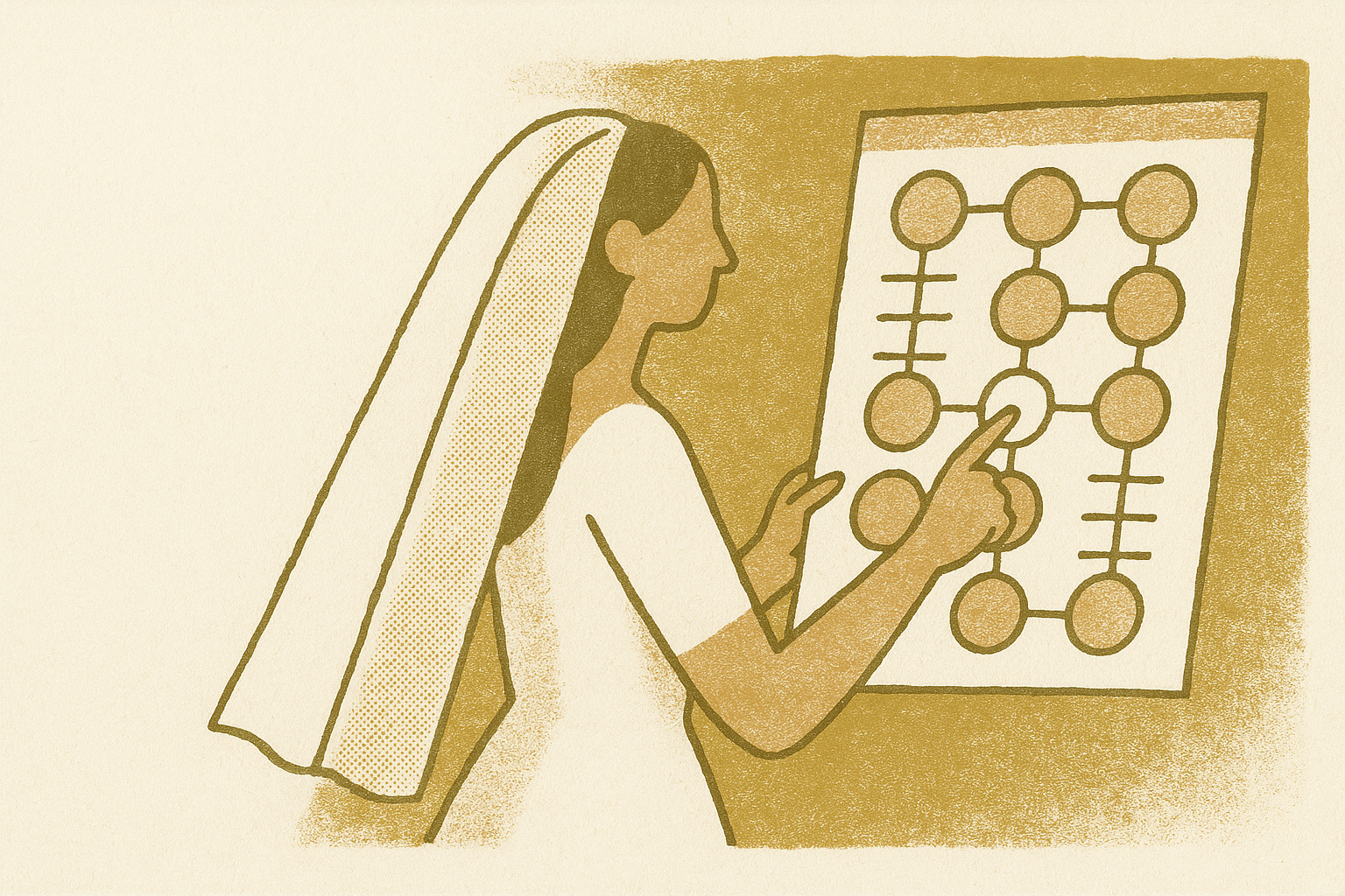 Cover illustration for “Wedding Seating Plan Templates That Sync With Guest Data”