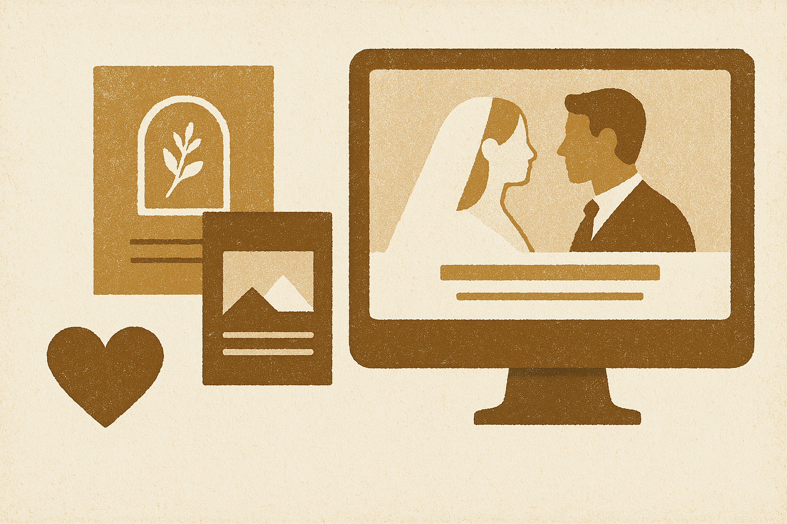 Cover illustration for “Wedding Website Templates for Different Aesthetics”