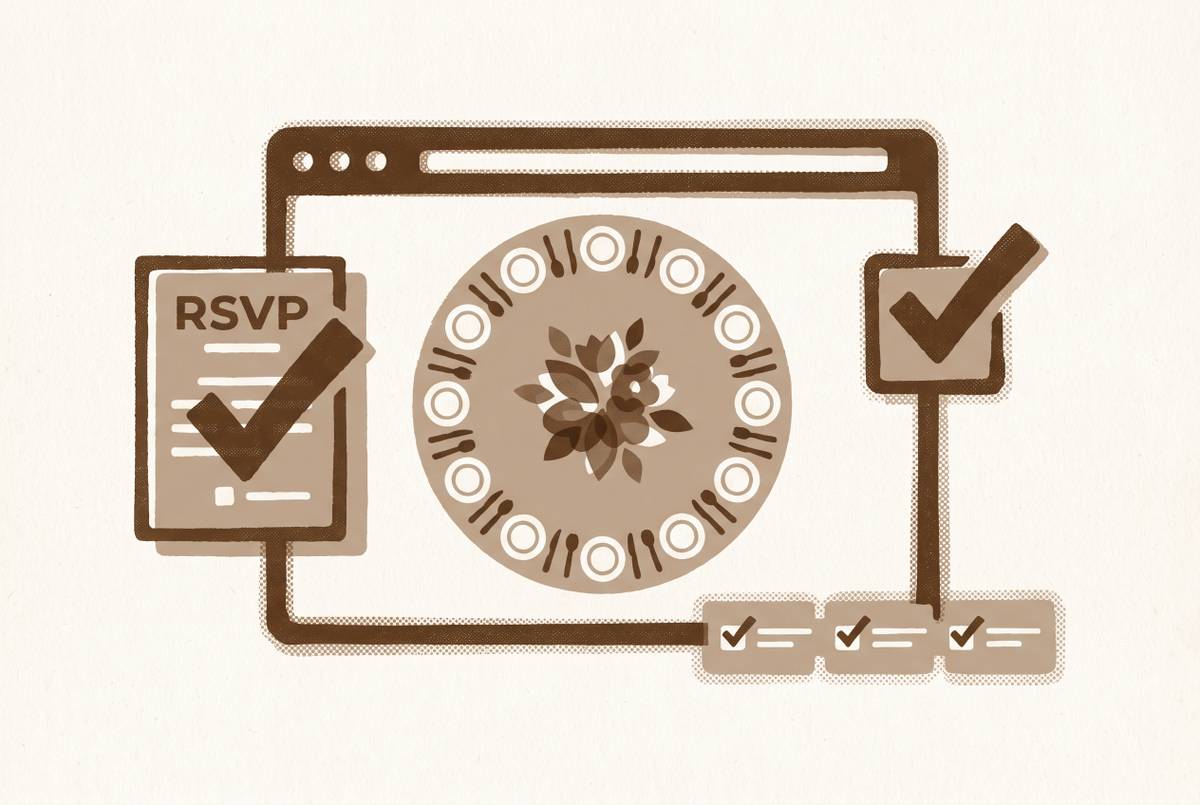 Cover illustration for “Wedding website builders with built-in RSVP and seating chart tools”