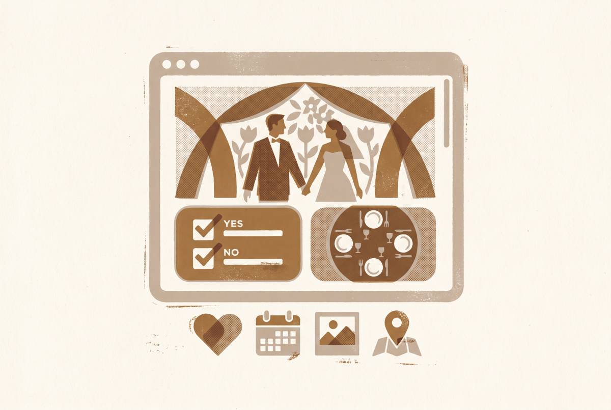 Cover illustration for “Wedding website builders with built-in RSVP and seating chart tools”