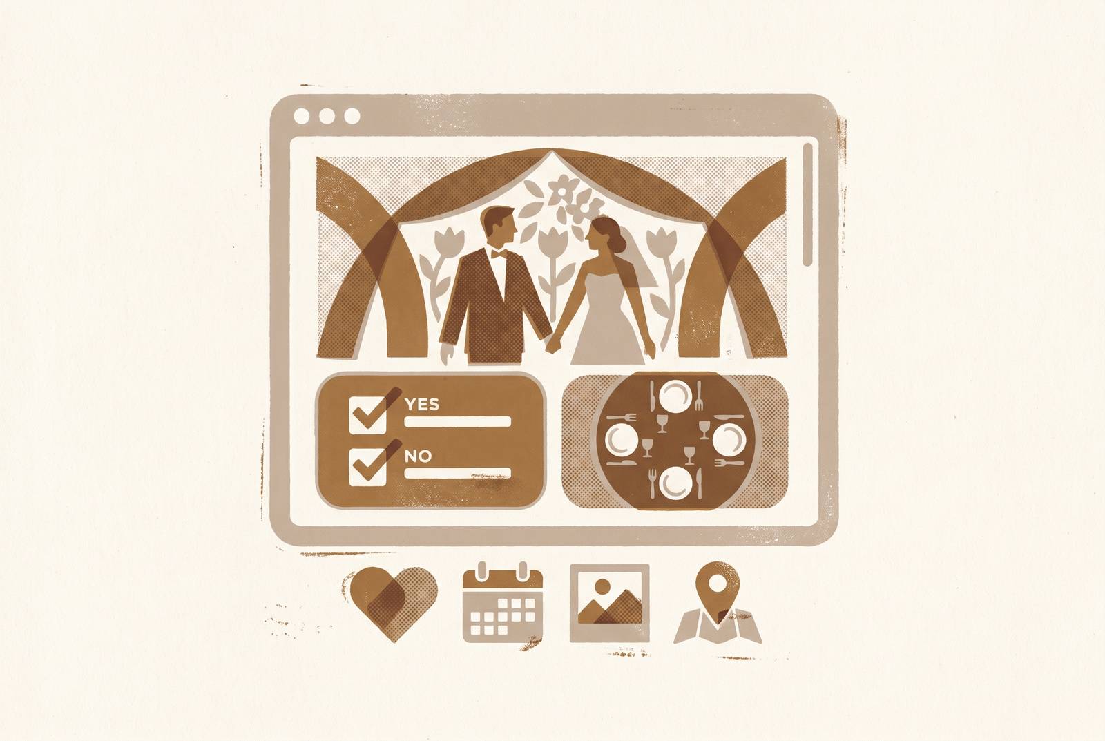 Cover illustration for “Wedding website builders with built-in RSVP and seating chart tools”
