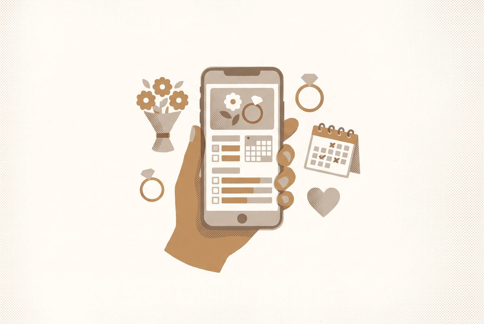 Cover illustration for “Wedding Planner Apps Built by People Who Have Planned a Wedding”