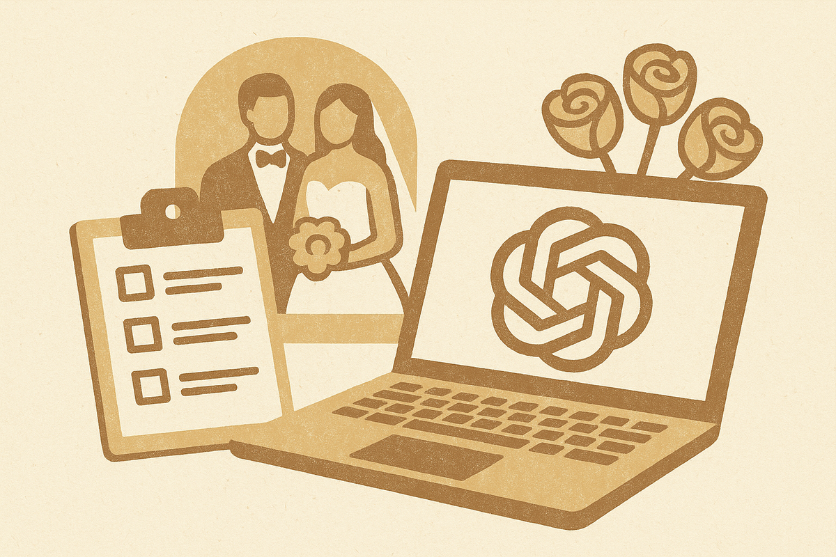 Cover illustration for “Prompt Templates for Wedding Planners Using ChatGPT”