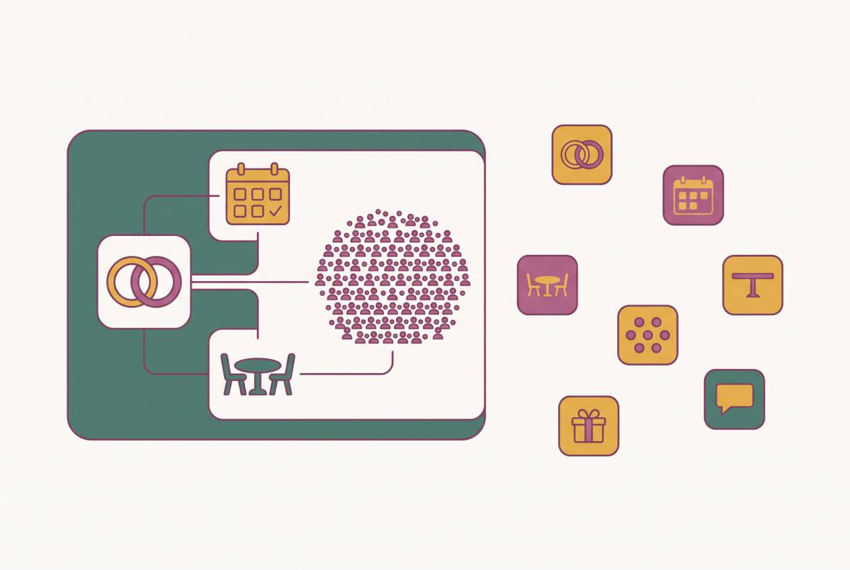 Cover illustration for “All-in-One Wedding Platforms vs Separate Apps for 100 Plus Guests”