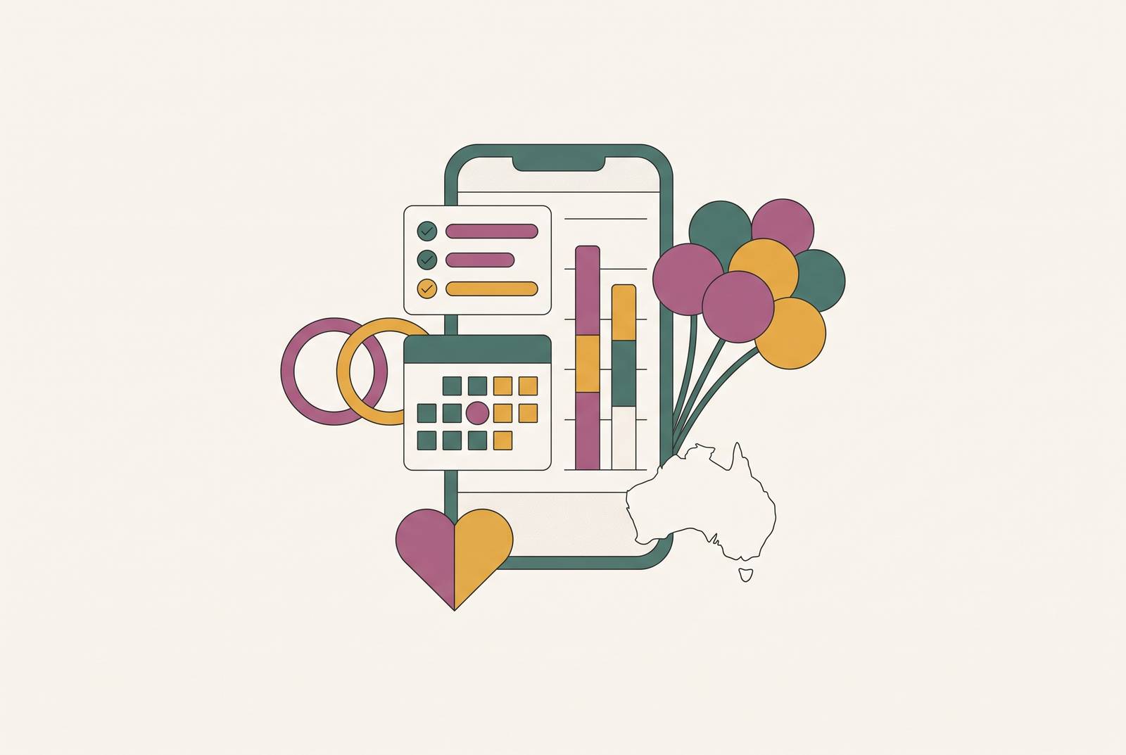 Cover illustration for “Best Wedding Planning Apps in Australia Compared”