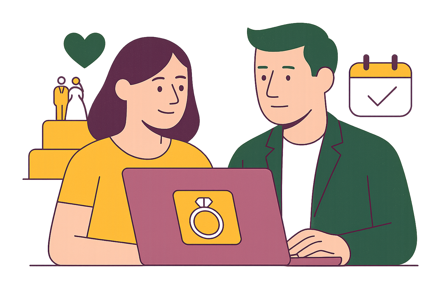 Cover illustration for “All-in-One Wedding Platform Tradeoffs for Tech-Averse Couples”