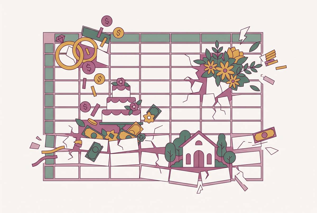 Cover illustration for “Wedding Budget Spreadsheet Limitations for Australian Couples”