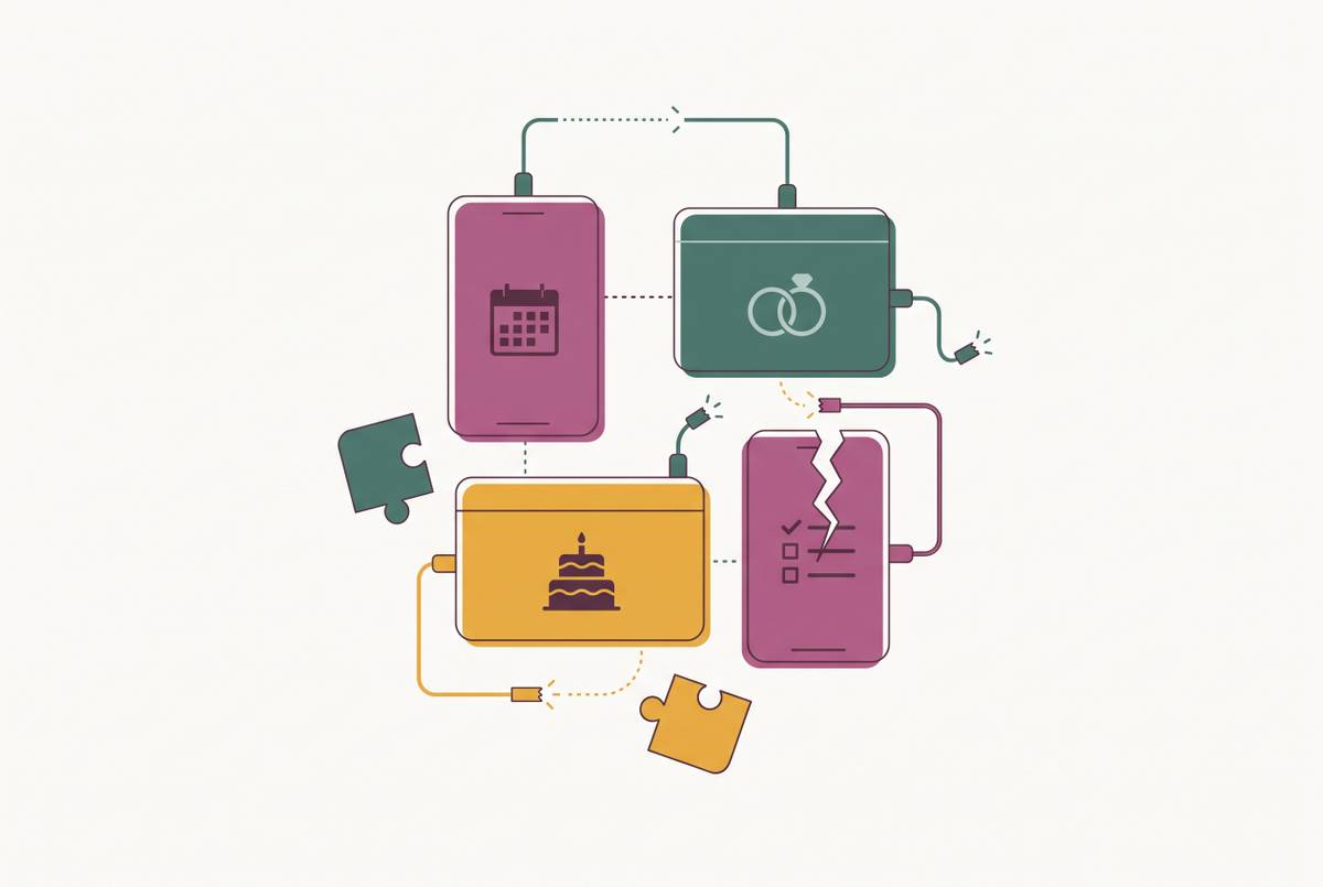 Cover illustration for “When Disconnected Wedding Apps Cause Real Planning Failures”