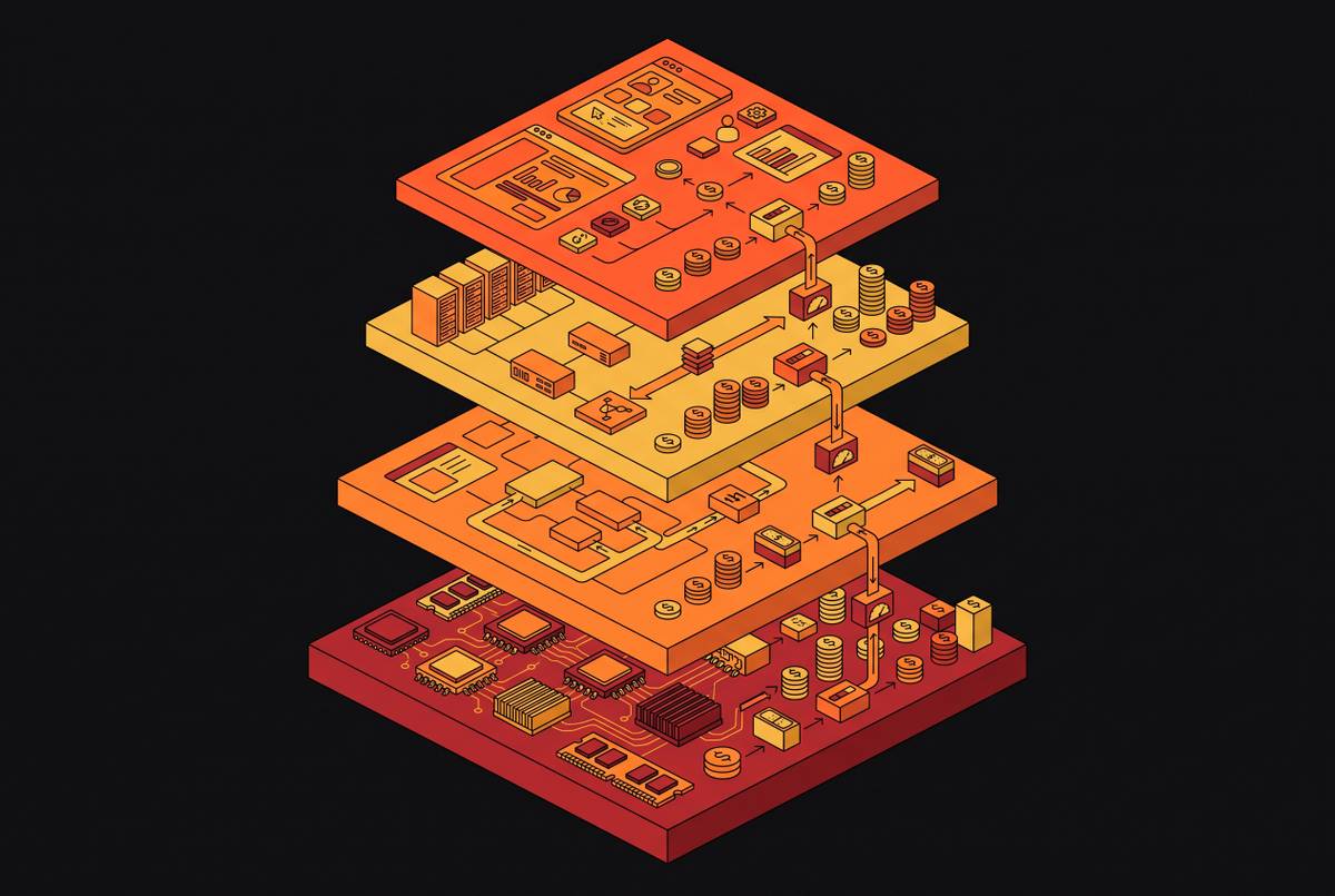 Cover illustration for “Token Cost Accounting Across Inference Stack Layers”